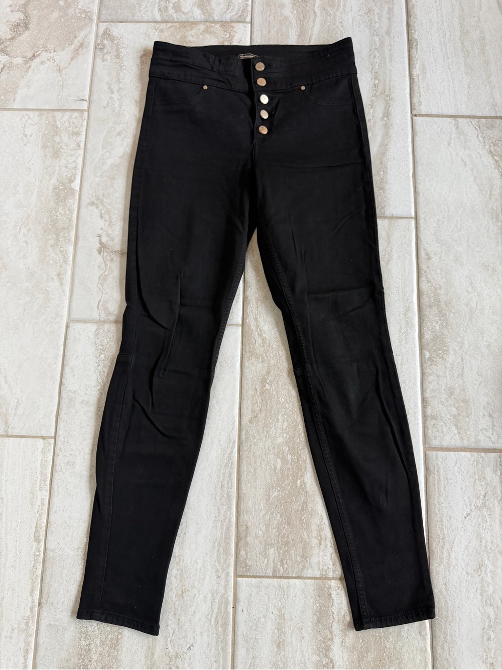 Abercrombie & Fitch Black High-Rise Button-Fly Skinny Pants